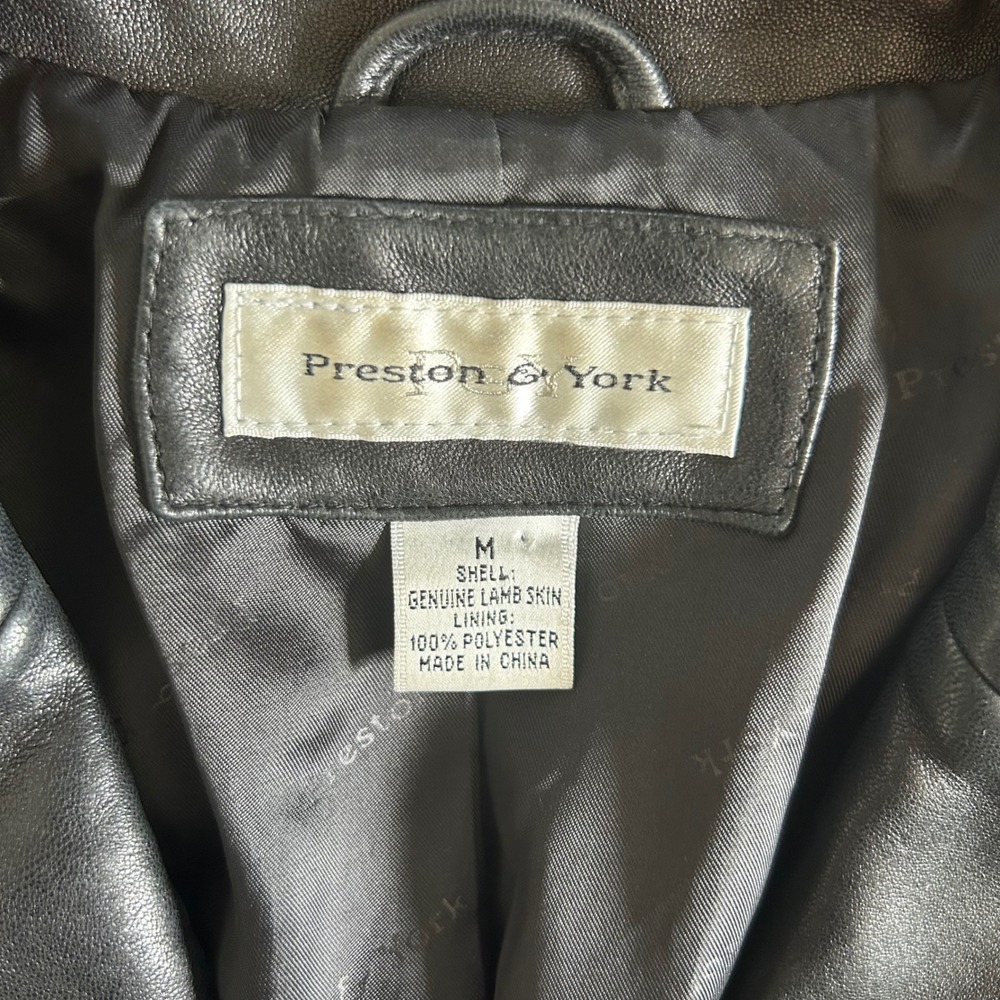 Vintage Preston & York Black Soft Leather Long Trench Jacket Women's Medium - Picture 4 of 7